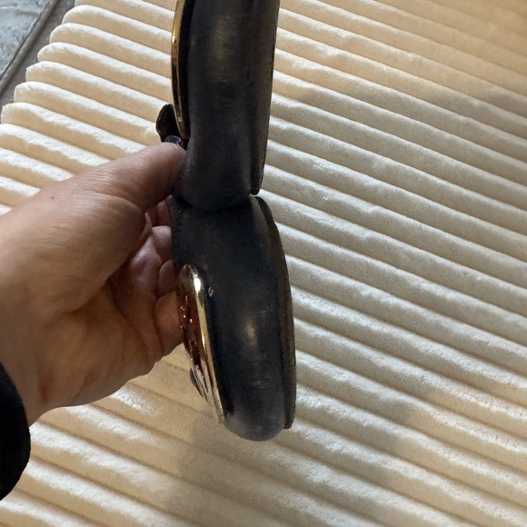 Tory Burch Minni Navy Ballet Flats with Gold Logo - Picture 4 of 4